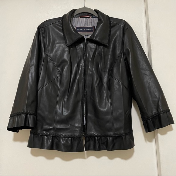 Tommy Hilfiger Jackets & Blazers - Tommy Hilfiger faux leather Women’s Black Jacket Size XL